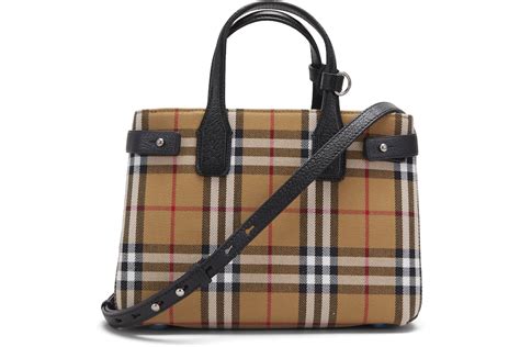 burberry the small banner vintage check and leather black|Burberry The Small Banner In Leather And Vintage Check In Black.